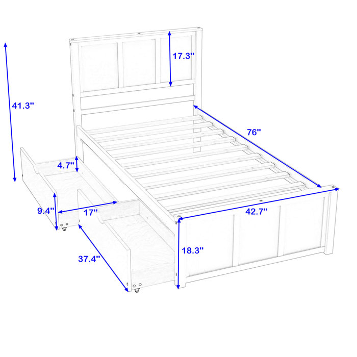 Harriet Bee Elliekate Kids Twin Bed with Drawers Wayfair